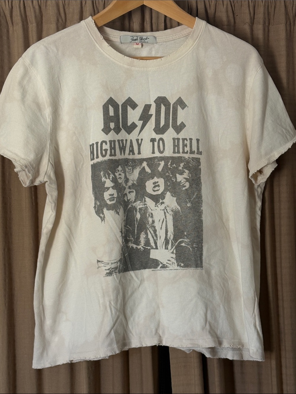 Junk Food AC/DC Off White T‑Shirt with Gray Band Graphic